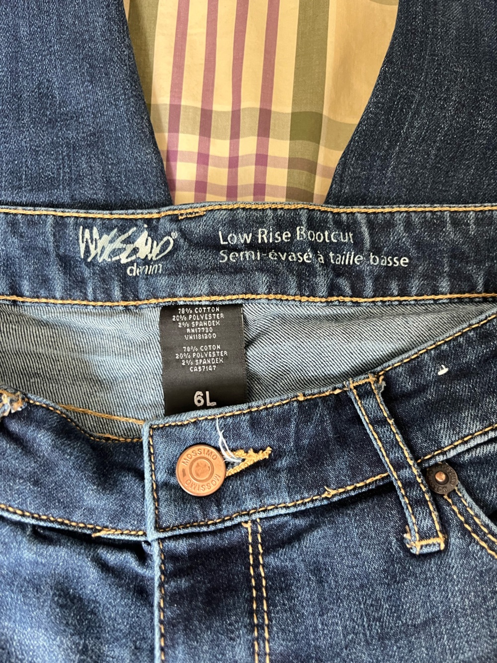 Mossimo 34 inch inseam Low Rise Bootcut Denim Jeans Dark Wash Long - Picture 2 of 7